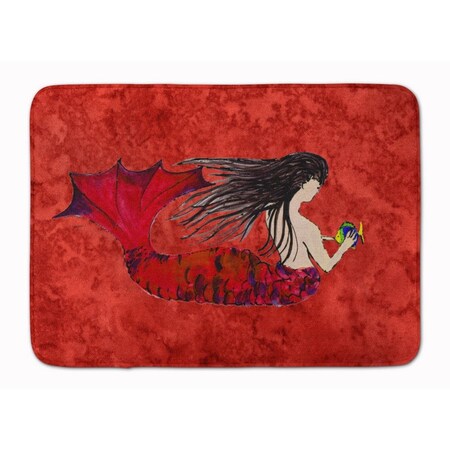 Jensendistributionservices Black Haired Mermaid on Red Machine Washable Memory Foam Mat MI2550493